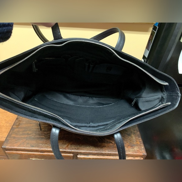 LODIS Black Leather Purple Aluminum Flash Laptop Tote Overnight Handbag Purse - Picture 3 of 16